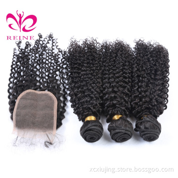 100% Unprocessed Wholesale Human Hair , Kinky Curl Virgin Brazilian Hair Extension With Brazilian Hair Closure